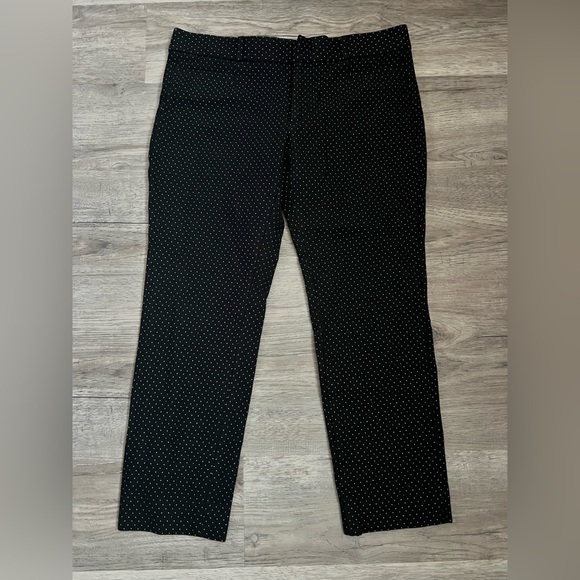 Banana Republic Sloan Ankle Black and white Polka Dot Straight Leg Career Pants - Picture 2 of 15